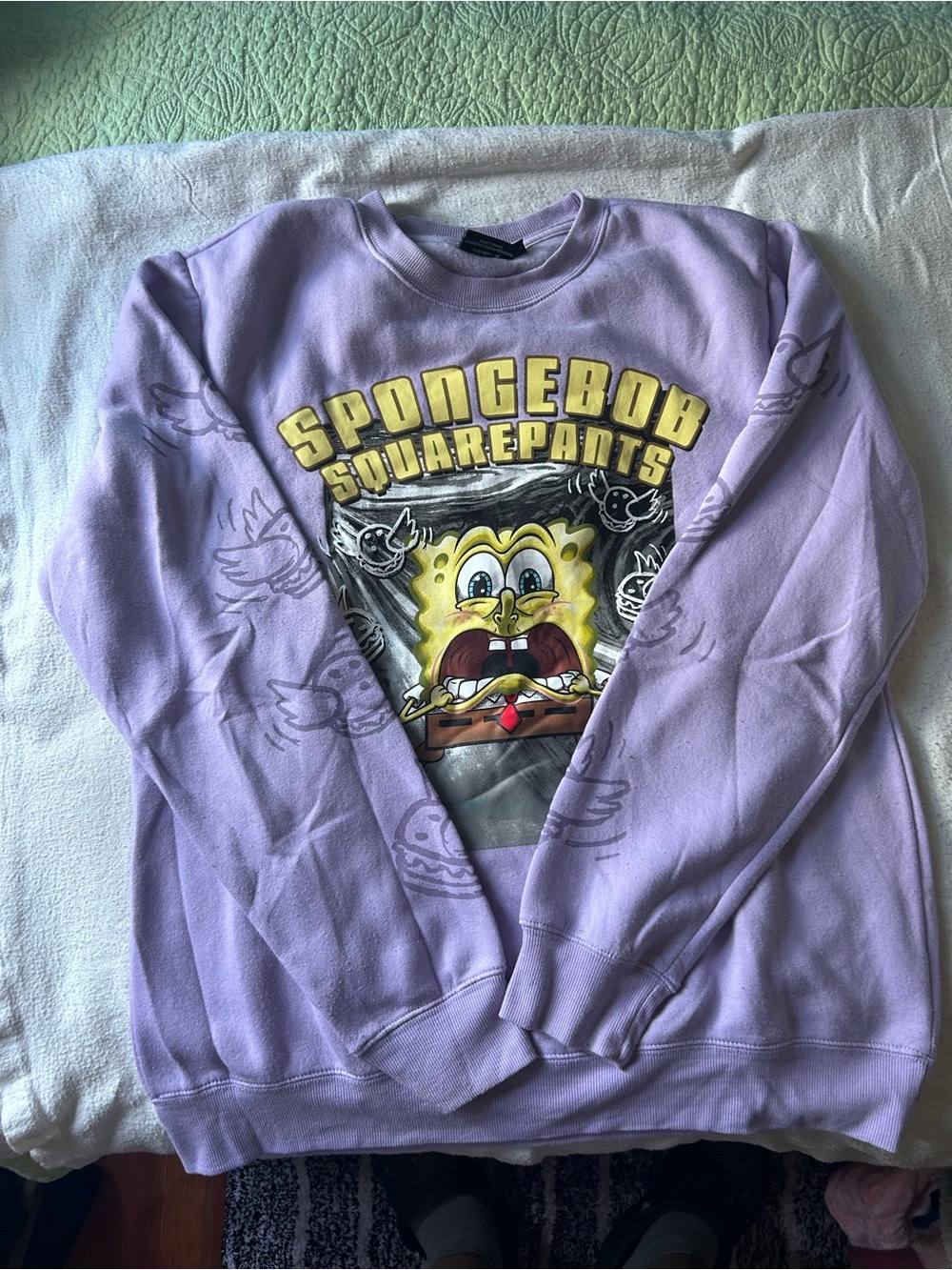 Nickelodeon Lavender SpongeBob Graphic Crewneck Sweater